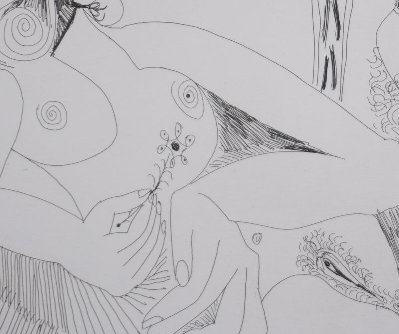 Pablo PICASSO : Les 156, Femme aux fleurs et portrait de barbu..., Gravure originale signée