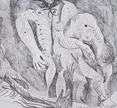 Pablo PICASSO : Les 156, Femmes à leur toilette, avec Degas rêvant, Gravure originale signée