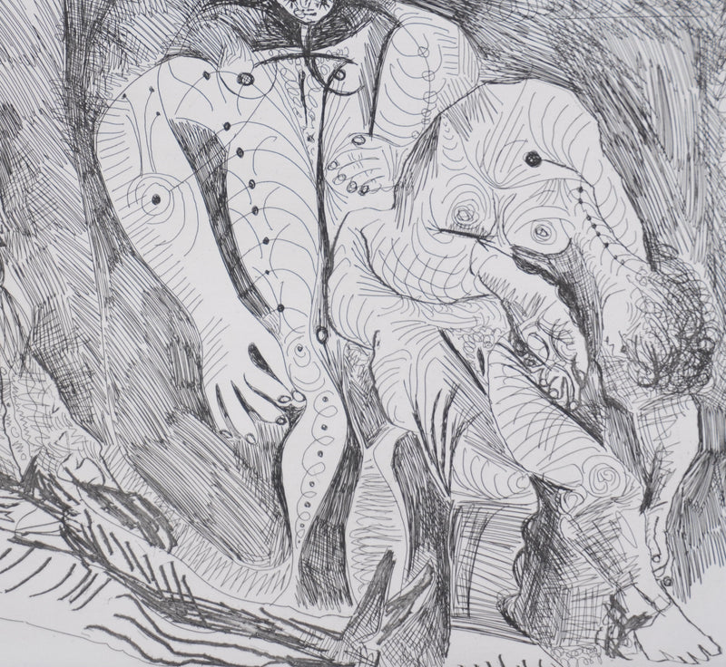 Pablo PICASSO : Les 156, Femmes à leur toilette, avec Degas rêvant, Gravure originale signée