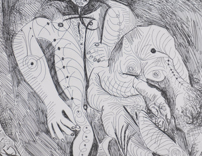 Pablo PICASSO : Les 156, Femmes à leur toilette, avec Degas rêvant, Gravure originale signée