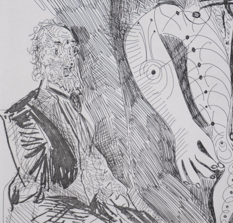 Pablo PICASSO : Les 156, Femmes à leur toilette, avec Degas rêvant, Gravure originale signée