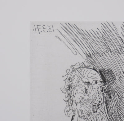 Pablo PICASSO : Les 156, Femmes à leur toilette, avec Degas rêvant, Gravure originale signée