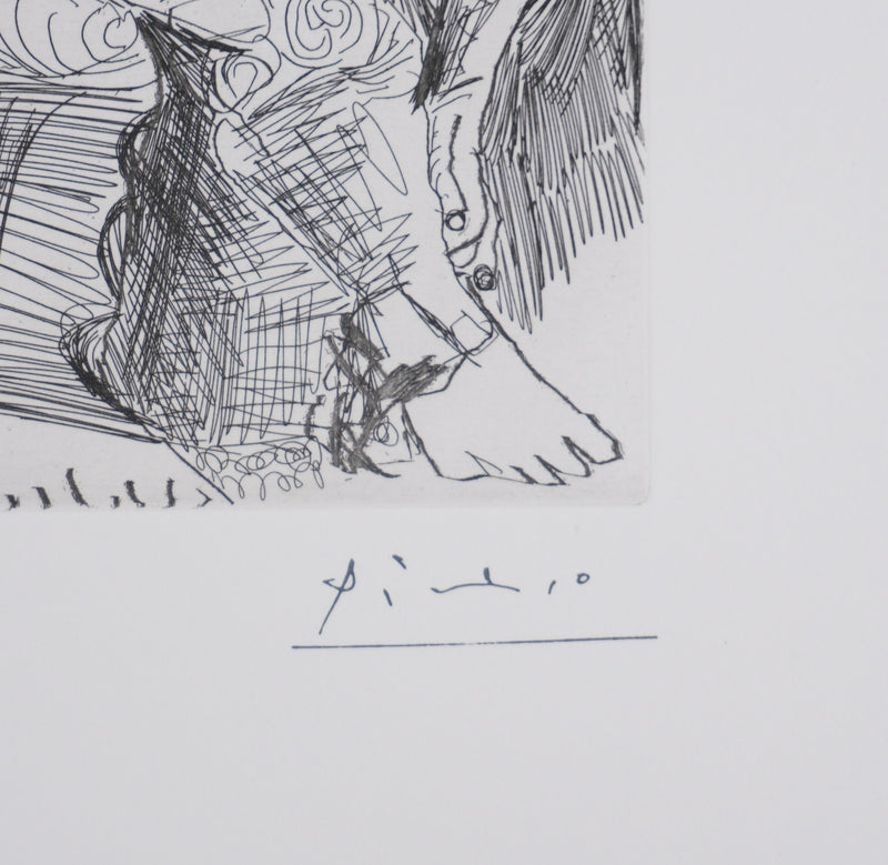 Pablo PICASSO : Les 156, Femmes à leur toilette, avec Degas rêvant, Gravure originale signée