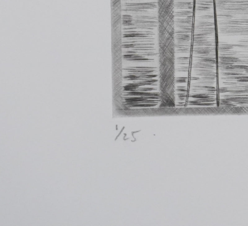 Camille COMBE : A bord, Gravure originale signée
