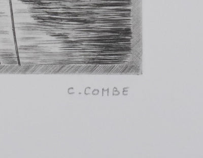 Camille COMBE : A bord, Gravure originale signée