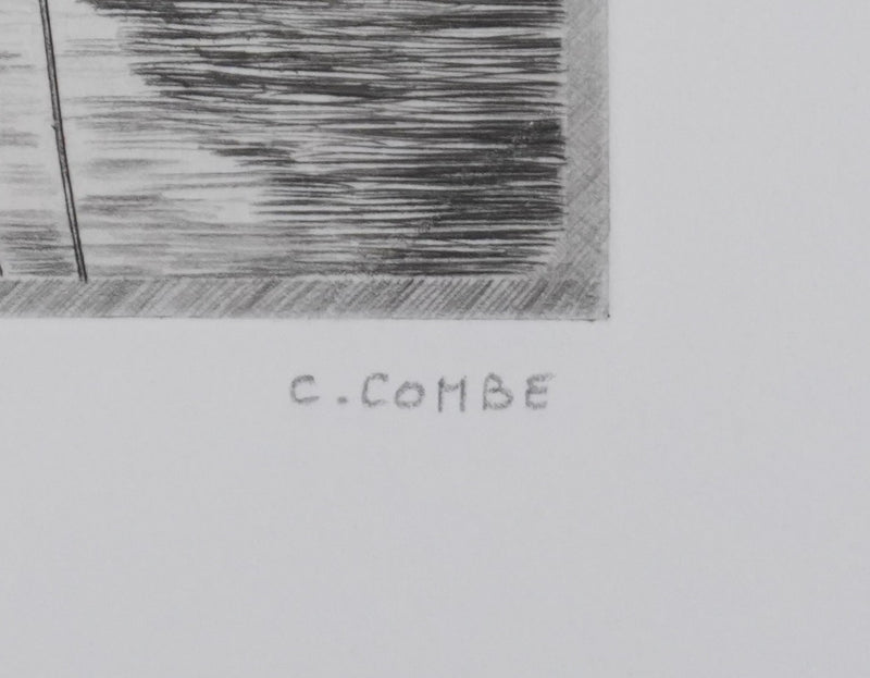 Camille COMBE : A bord, Gravure originale signée