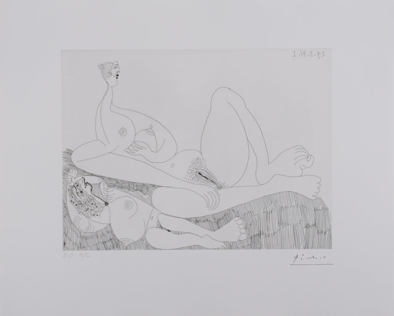 Pablo PICASSO : Les 156, Repos, Deux filles nues, Gravure originale signée
