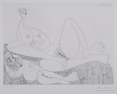Pablo PICASSO : Les 156, Repos, Deux filles nues, Gravure originale signée