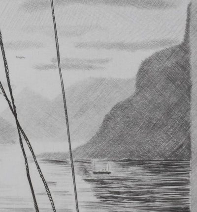 Camille COMBE : A bord, Gravure originale signée