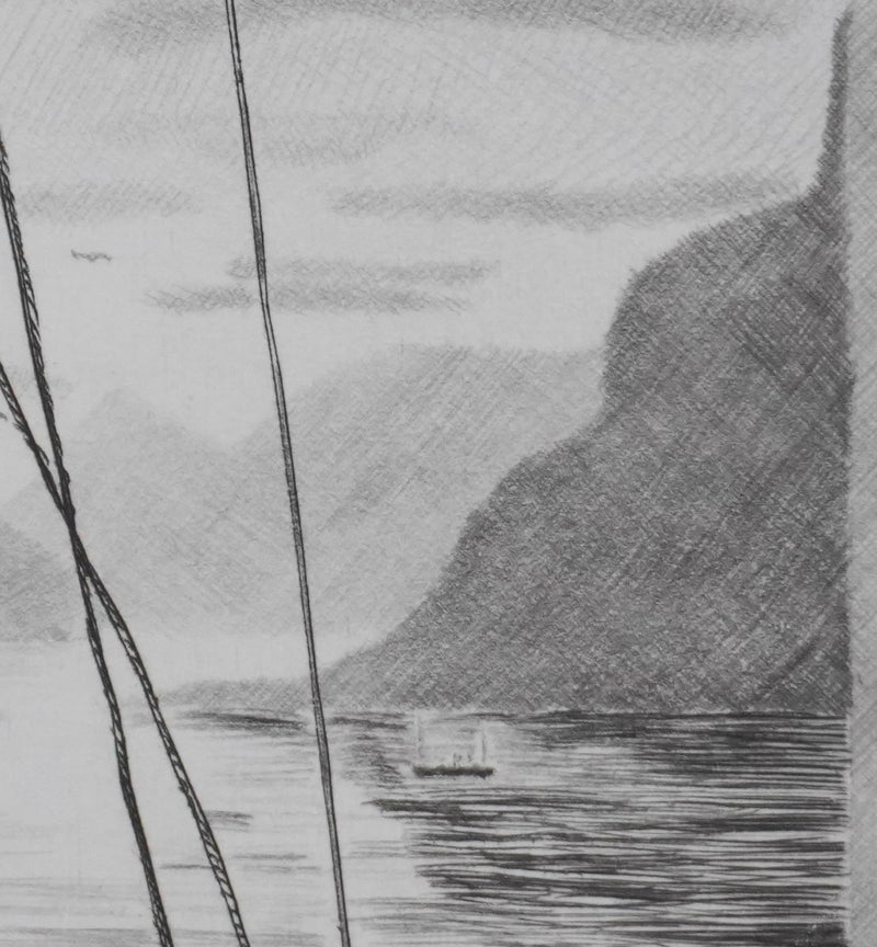 Camille COMBE : A bord, Gravure originale signée