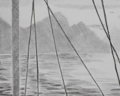 Camille COMBE : A bord, Gravure originale signée