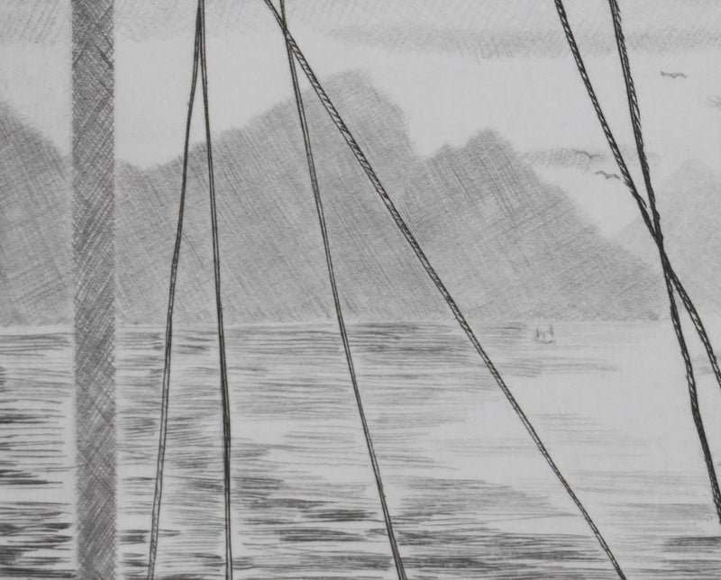 Camille COMBE : A bord, Gravure originale signée