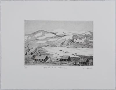 Camille COMBE : Traversée de la montagne, Gravure originale signée