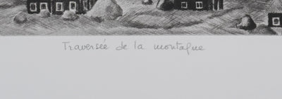 Camille COMBE : Traversée de la montagne, Gravure originale signée