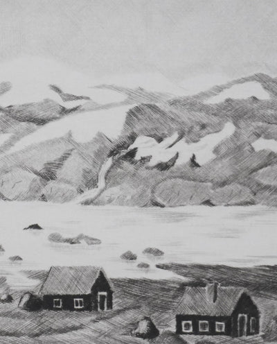 Camille COMBE : Traversée de la montagne, Gravure originale signée