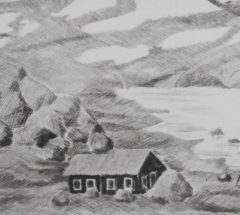 Camille COMBE : Traversée de la montagne, Gravure originale signée