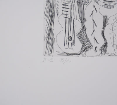 Pablo PICASSO : Les 156, Scène de séduction entre polichinelle et une fille, Gravure originale signée