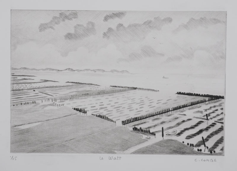 Camille COMBE : Le Watt, Gravure originale signée