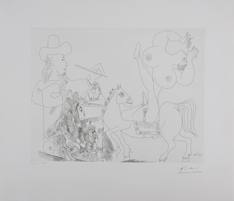 Pablo PICASSO : Les 156, Le Peintre au cirque, Gravure originale signée