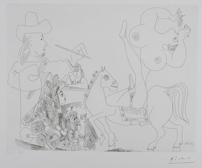 Pablo PICASSO : Les 156, Le Peintre au cirque, Gravure originale signée