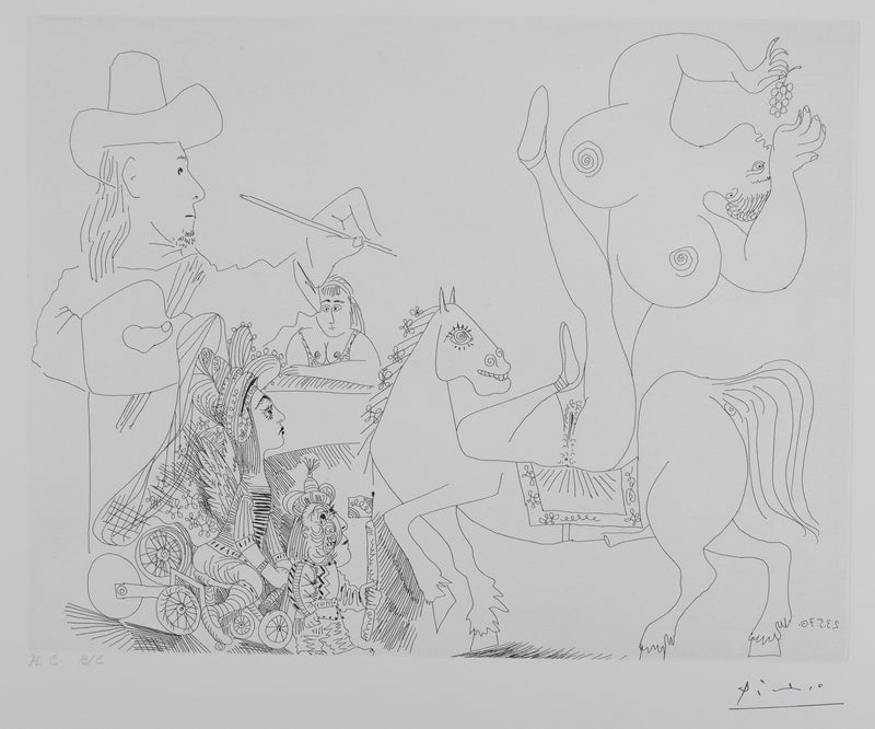 Pablo PICASSO : Les 156, Le Peintre au cirque, Gravure originale signée