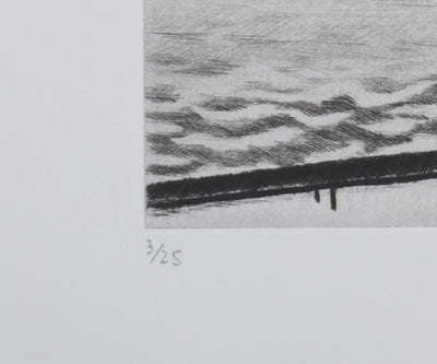 Camille COMBE : Soir sur l'embarcadère, Gravure originale signée