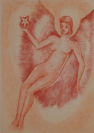 Camille BERG : L'ange et l'étoile, Gravure originale signée