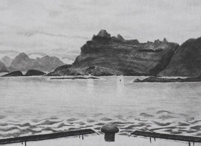 Camille COMBE : Soir sur l'embarcadère, Gravure originale signée