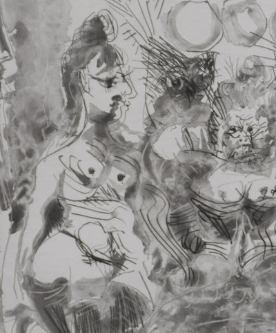 Pablo PICASSO : Les 156, La Maison Tellier, Hibou et Degas appuyé au mur, Gravure originale signée