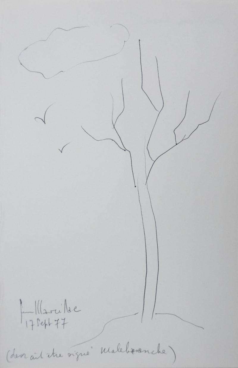Jean MARCILLAC : L’arbre rêve du nuage, Autographe et dessin original signé