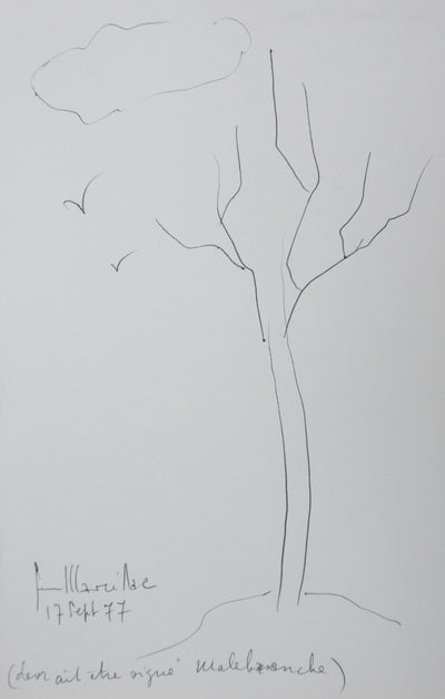 Jean MARCILLAC : L’arbre rêve du nuage, Autographe et dessin original signé