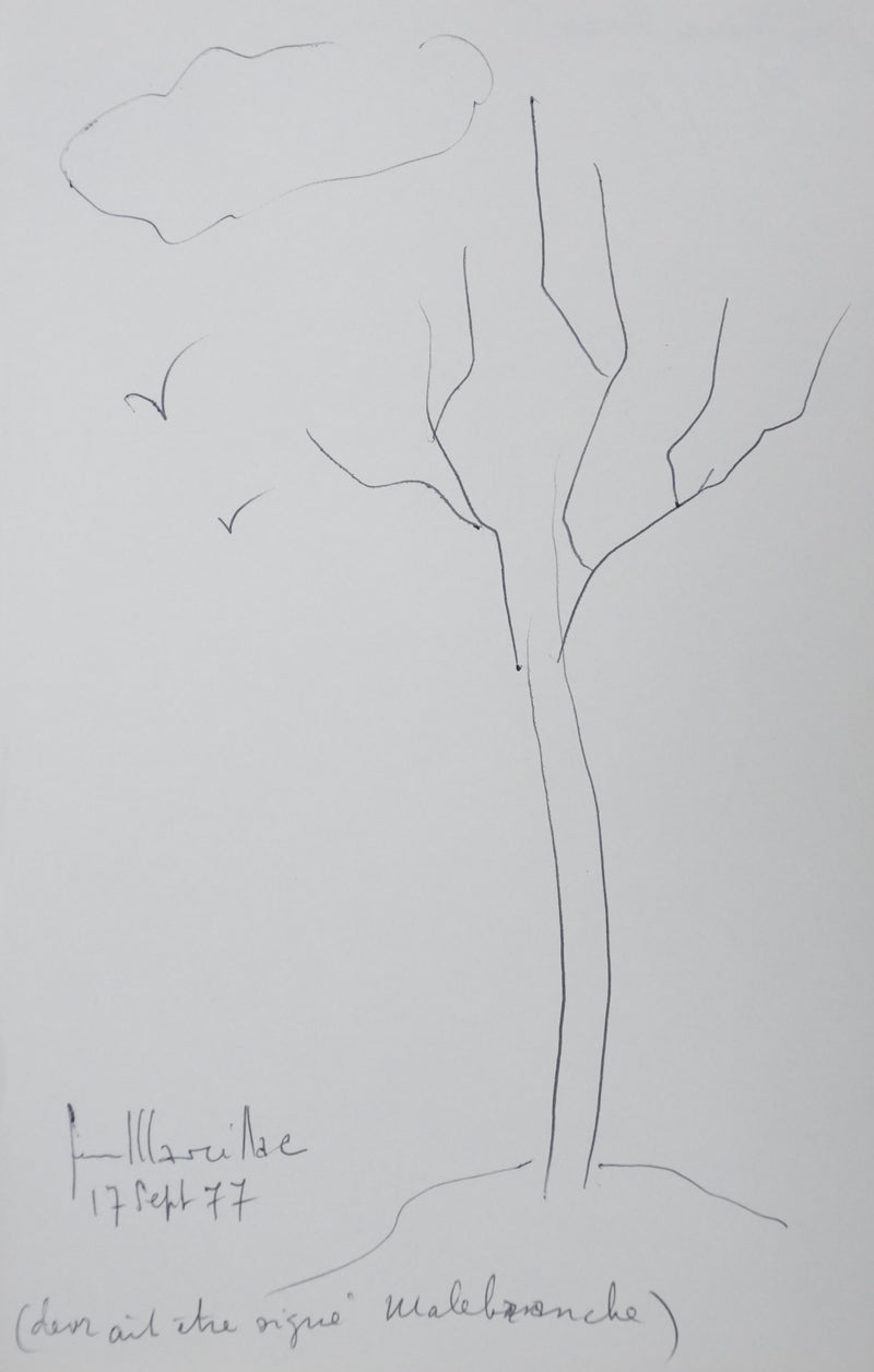 Jean MARCILLAC : L’arbre rêve du nuage, Autographe et dessin original signé