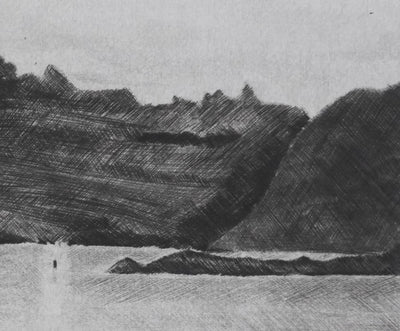 Camille COMBE : Soir sur l'embarcadère, Gravure originale signée