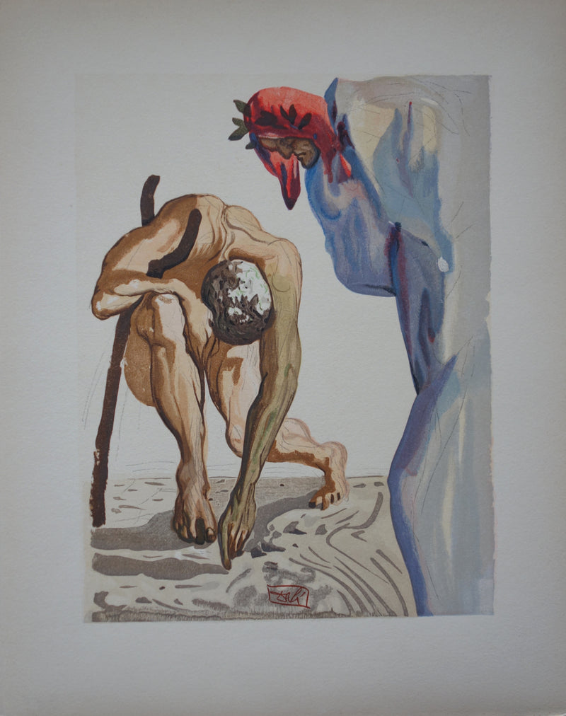 Salvador DALI : Les princes de la vallée fleurie, Bois gravé original signé