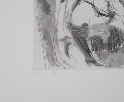 Pablo PICASSO : Les 156, La Maison Tellier, Hibou et Degas appuyé au mur, Gravure originale signée