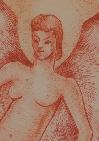 Camille BERG : L'ange et l'étoile, Gravure originale signée