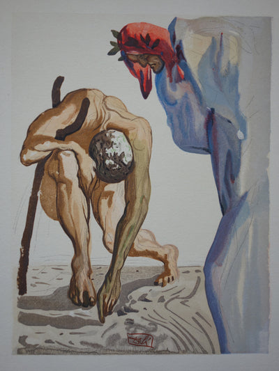 Salvador DALI : Les princes de la vallée fleurie, Bois gravé original signé