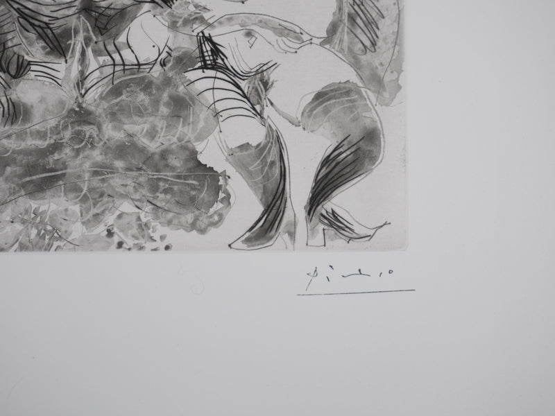 Pablo PICASSO : Les 156, La Maison Tellier, Hibou et Degas appuyé au mur, Gravure originale signée