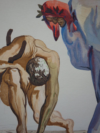 Salvador DALI : Les princes de la vallée fleurie, Bois gravé original signé