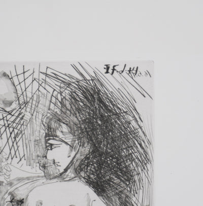 Pablo PICASSO : Les 156, La Maison Tellier, Hibou et Degas appuyé au mur, Gravure originale signée