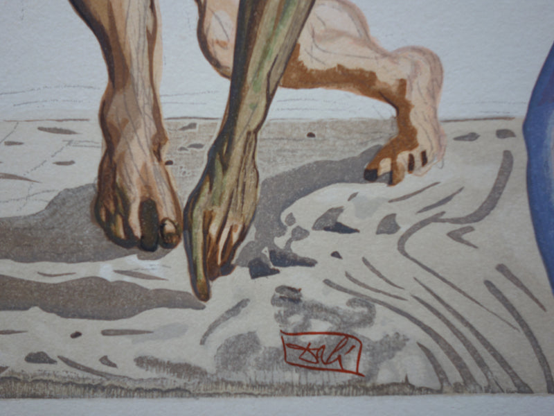 Salvador DALI : Les princes de la vallée fleurie, Bois gravé original signé