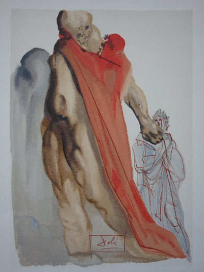 Salvador DALI : Les reproches de Virgile, Bois gravé original signé