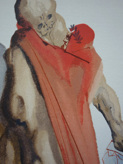 Salvador DALI : Les reproches de Virgile, Bois gravé original signé