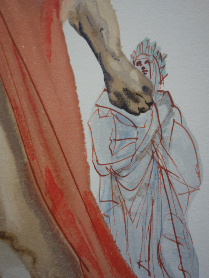 Salvador DALI : Les reproches de Virgile, Bois gravé original signé