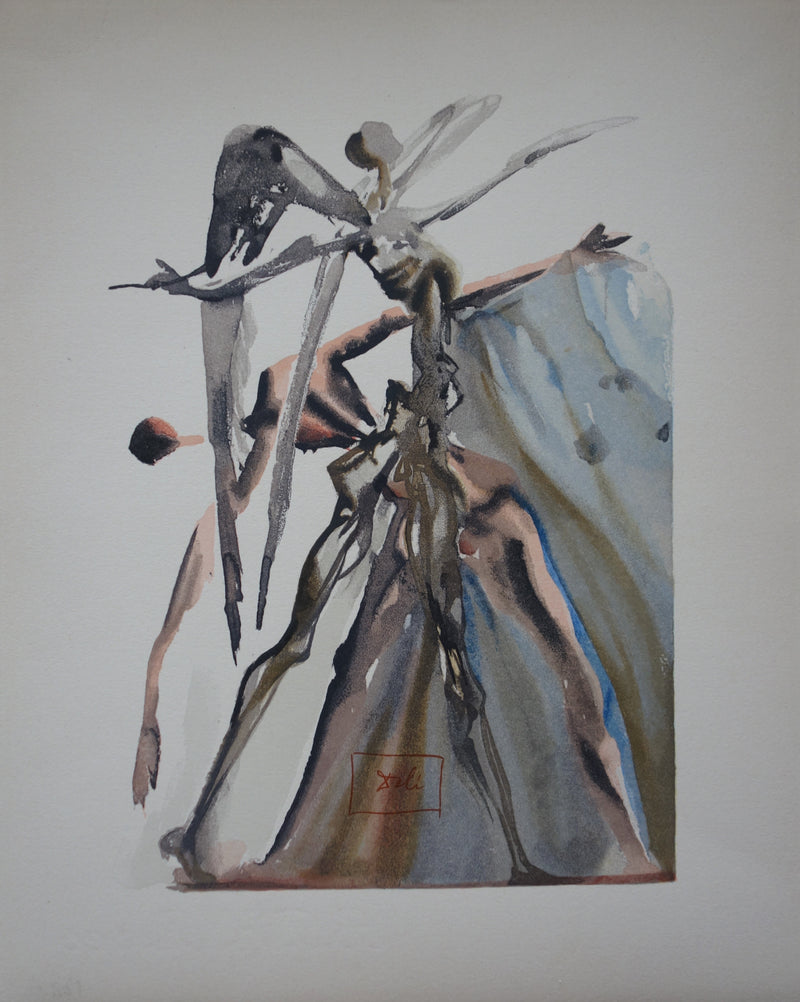 Salvador DALI : Les négligents, Bois gravé original signé