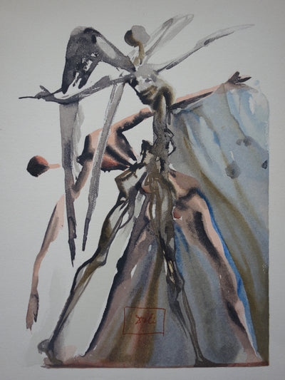 Salvador DALI : Les négligents, Bois gravé original signé