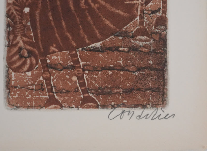 Brigitte COUDRAIN : Le cavalier, Gravure originale signée