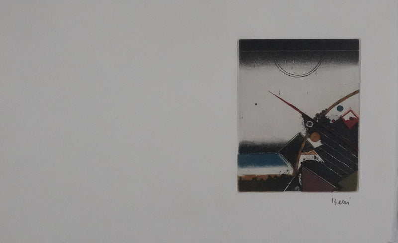 Tuvia BEERI : Composition abstraite au bord de mer, Gravure originale signée