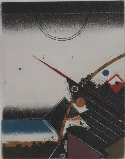 Tuvia BEERI : Composition abstraite au bord de mer, Gravure originale signée