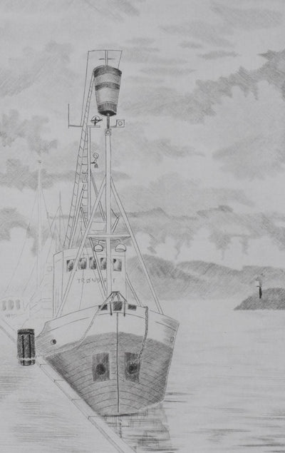 Camille COMBE : Escale, Gravure originale signée
